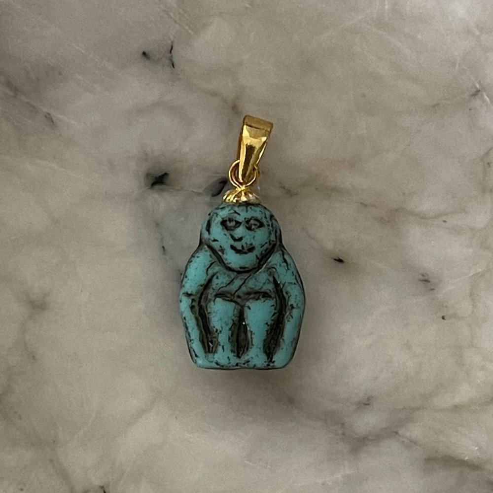 Sterling silver 925 gold vermeil vintage turquoise monkey pendant charm animal
